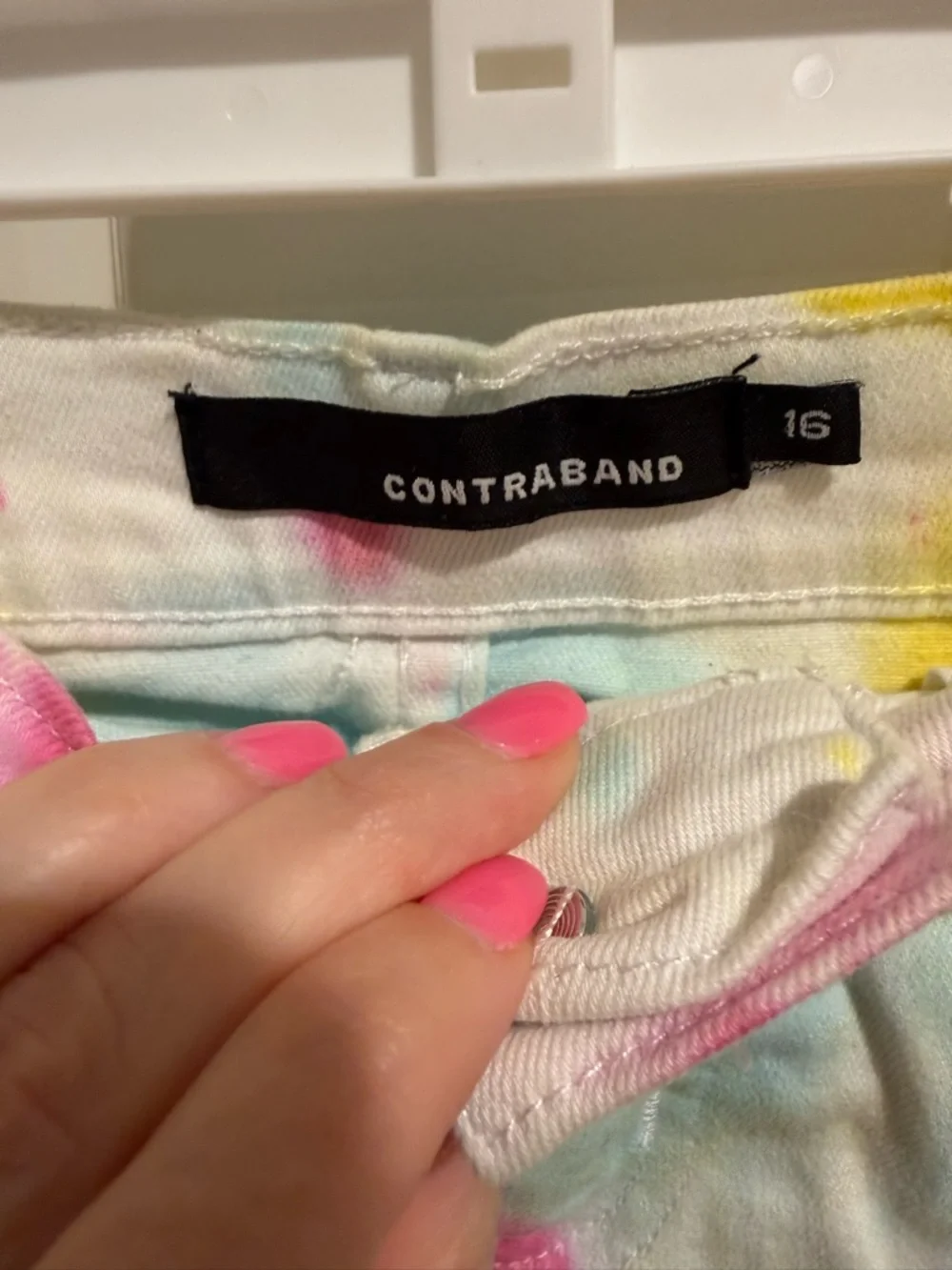 Tie-Dye Distressed Denim Skirt - Pink, Blue‎ & Yellow
